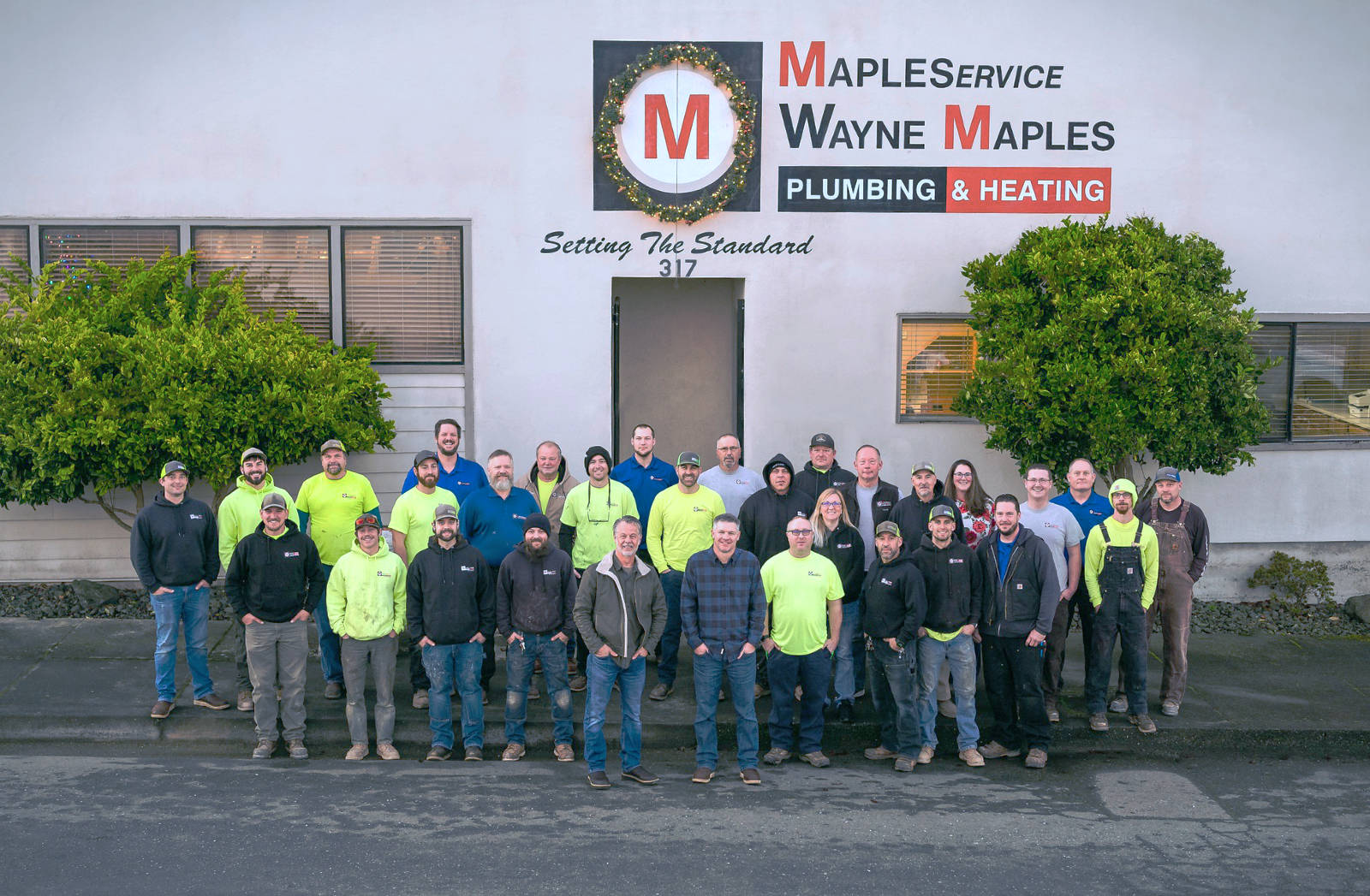 Mapleservice plumbers team in front of Eureka California shop